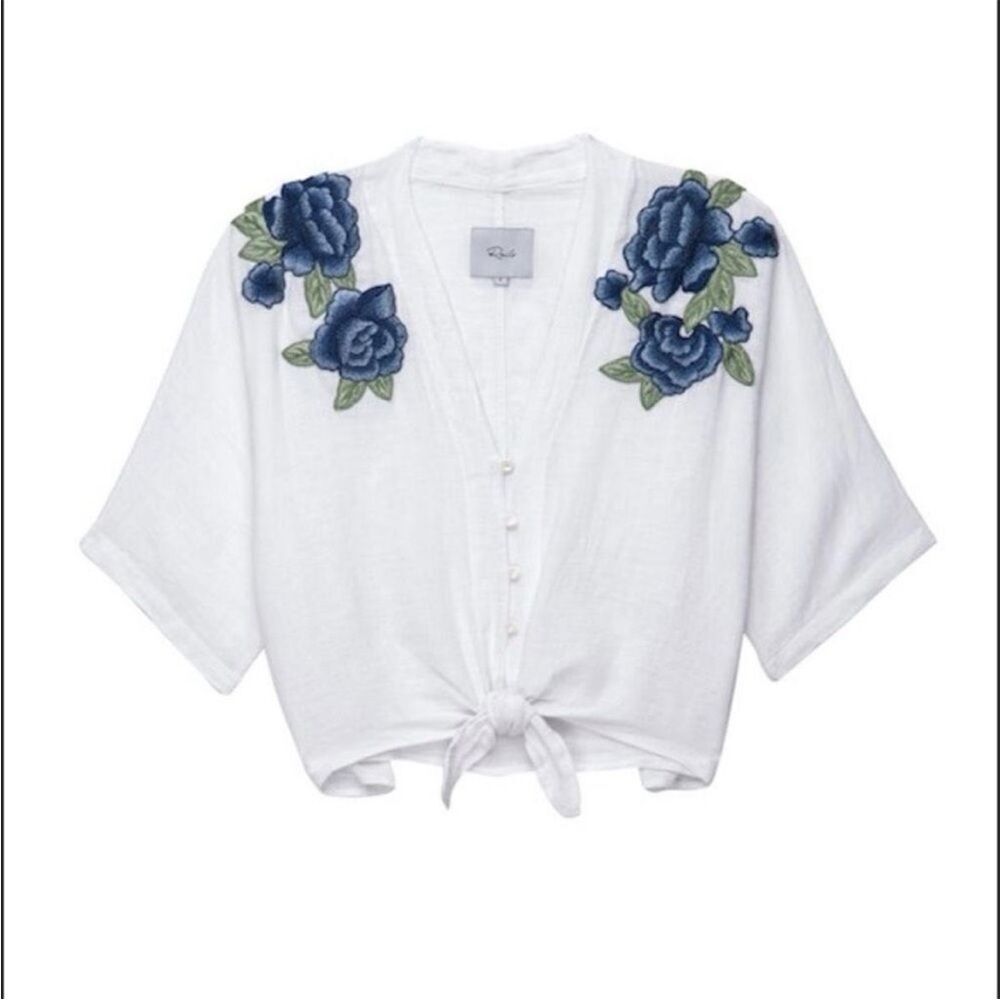 Rails Blue Rose Embroidery top size XS